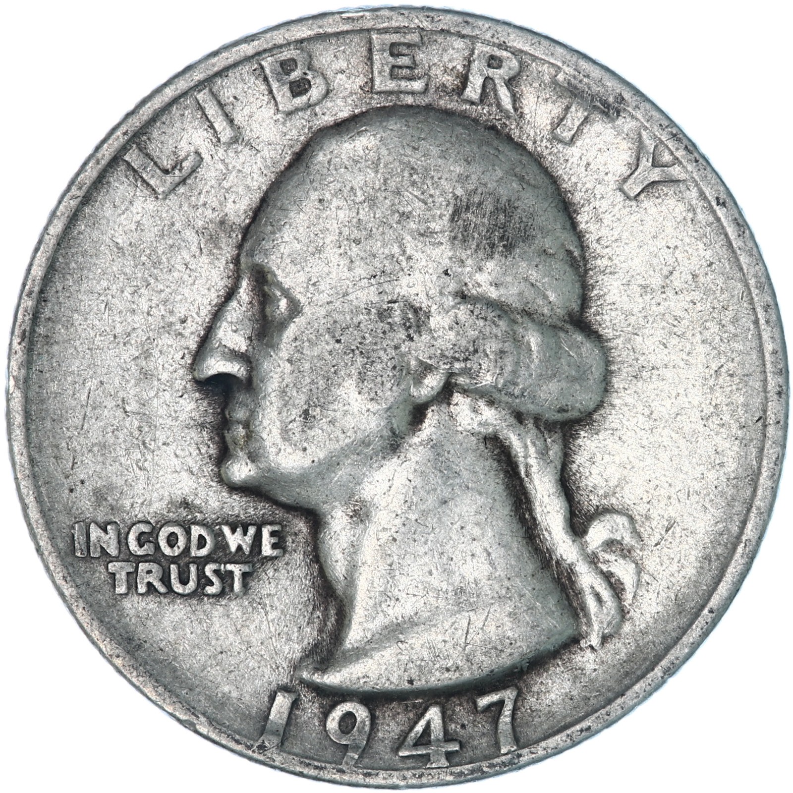 1947 S Washington Quarter 90% Silver Very Good VG