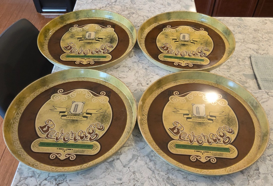 Vintage Meister Serving Beverage Drink Tray Trays Bourbon Rocks Brazil Lot of 4 Vintage Meister Serving Beverage Drink Tray Trays Bourbon Rocks Brazil Lot of 4