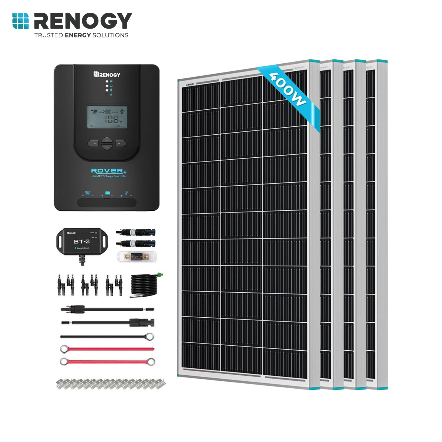 Renogy 400W 12V Solar Premium Kit (4x100W Panel+40A MPPT+Bluetooth) For RV/Cabin Renogy 400W 12V Solar Premium Kit (4x100W Panel+40A MPPT+Bluetooth) For RV/Cabin