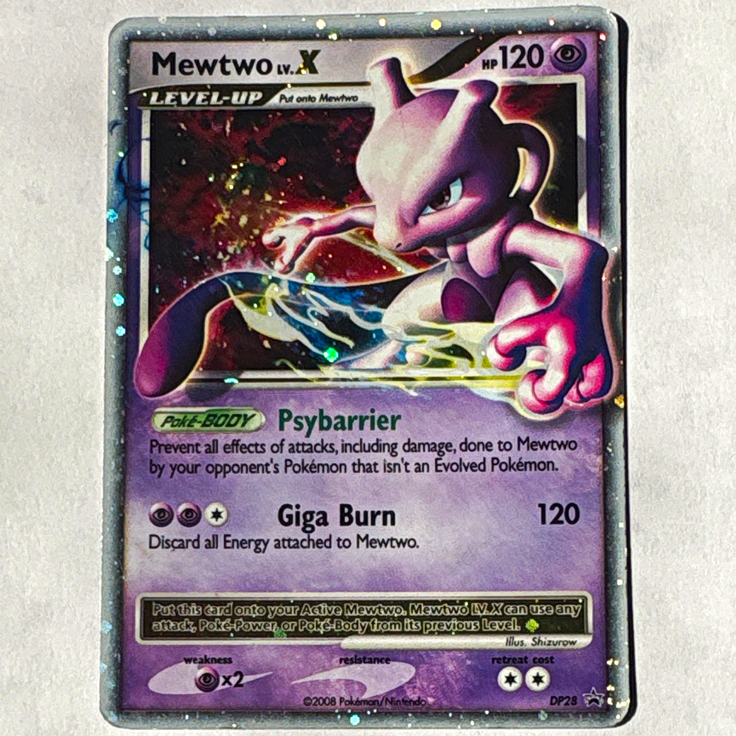 Pokemon TCG Mewtwo LV.X DP28 Diamond and Pearl Holo Promo 120 HP EN 2008 Pokemon TCG Mewtwo LV.X DP28 Diamond and Pearl Holo Promo 120 HP EN 2008
