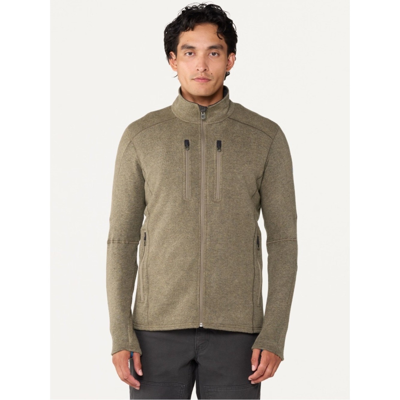 Kuhl Mens Olive Knit Full-Zip Shirt Jacket XL Interceptr Fleece Green Hiking