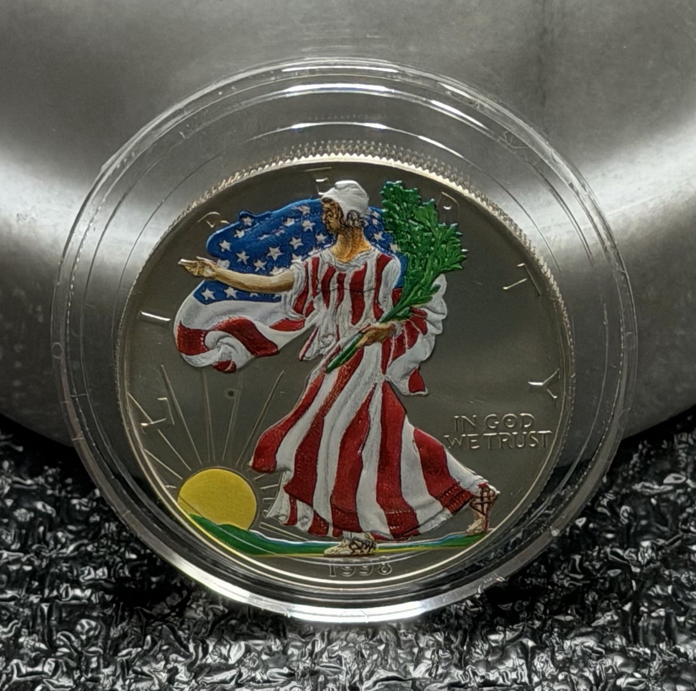 AMERICAN EAGLE SILVER DOLLAR, 1998, COLORIZED