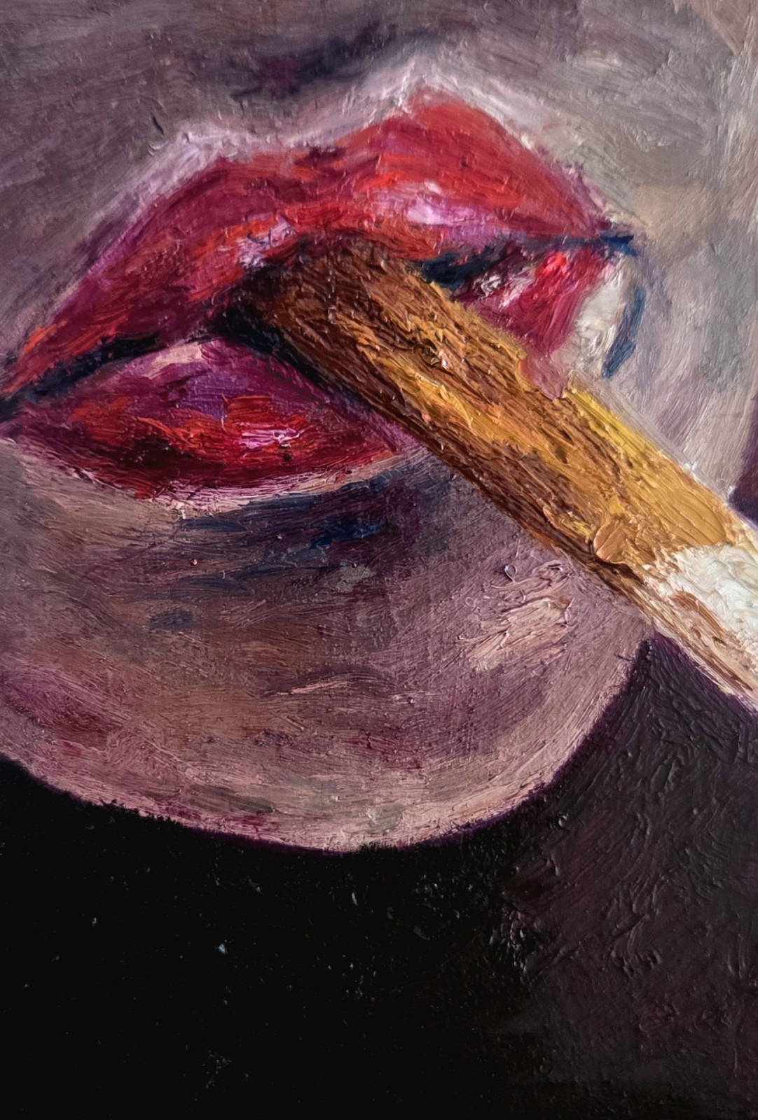 Aceo Original Smoking Lips Cigarette Print Expressive Tiny Miniature Art Retro Aceo Original Smoking Lips Cigarette Print Expressive Tiny Miniature Art Retro