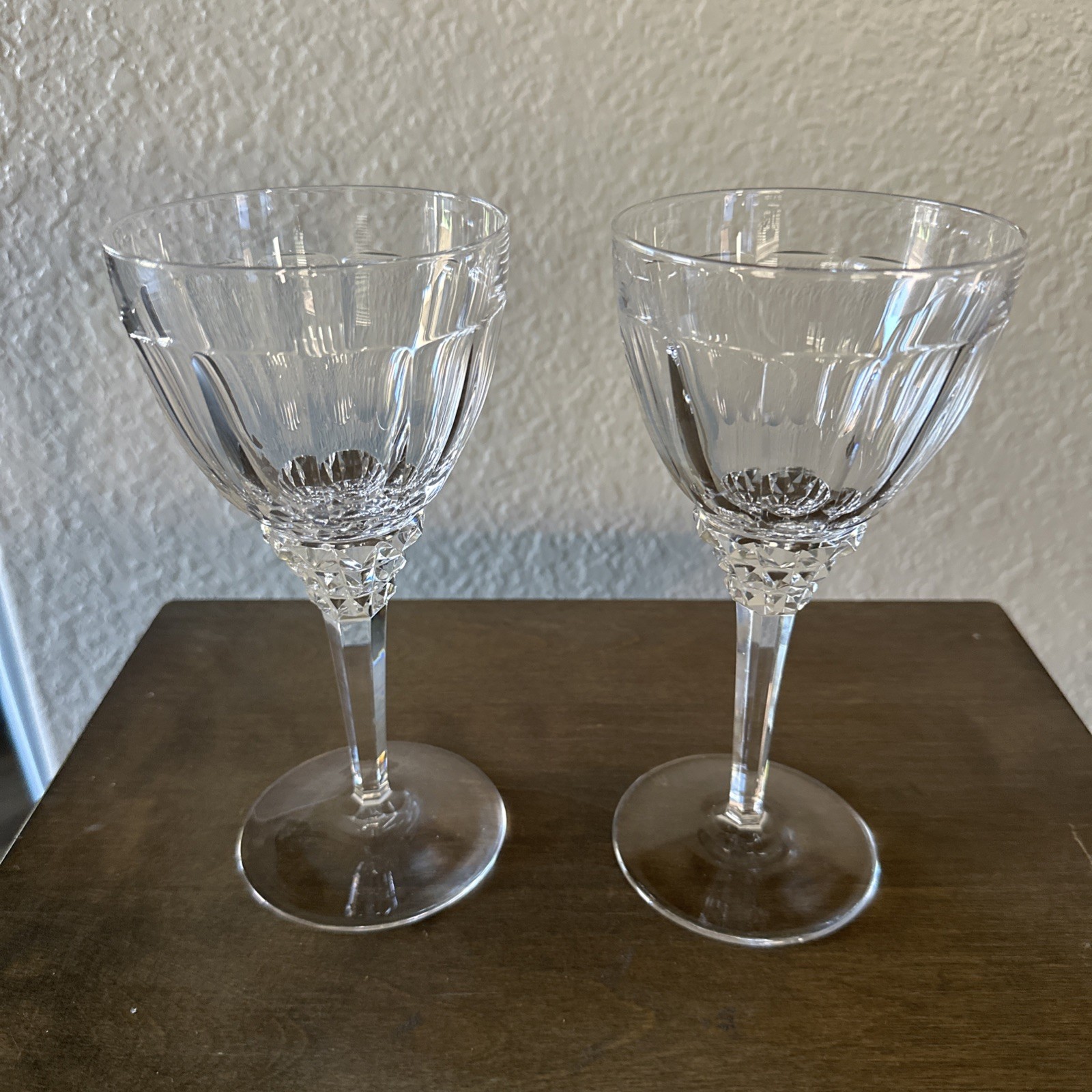 JAN EISENLOEFFEL Antique 1928 Cut Glass Crystal 2 Wine Glass Dutch Art Deco MCM