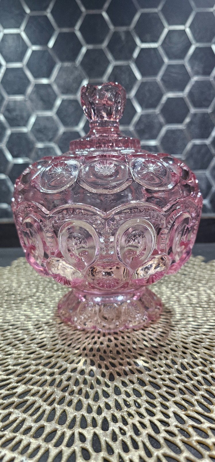 RARE Vintage LE SMITH Pink Moon & Stars candy dish RARE Vintage LE SMITH Pink Moon & Stars candy dish