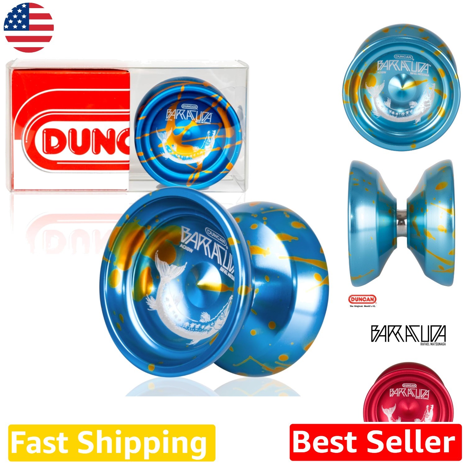 Barracuda Pro Yo-Yo Aluminum Blue Splash Unresponsive Signature Series Barracuda Pro Yo-Yo Aluminum Blue Splash Unresponsive Signature Series