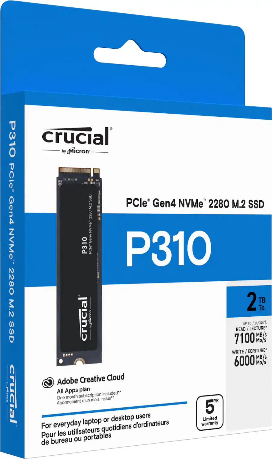 Crucial P310 2TB Internal SSD PCIe Gen 4 x4 NVMe M.2 with Heatsink Brand New Crucial P310 2TB Internal SSD PCIe Gen 4 x4 NVMe M.2 with Heatsink Brand New