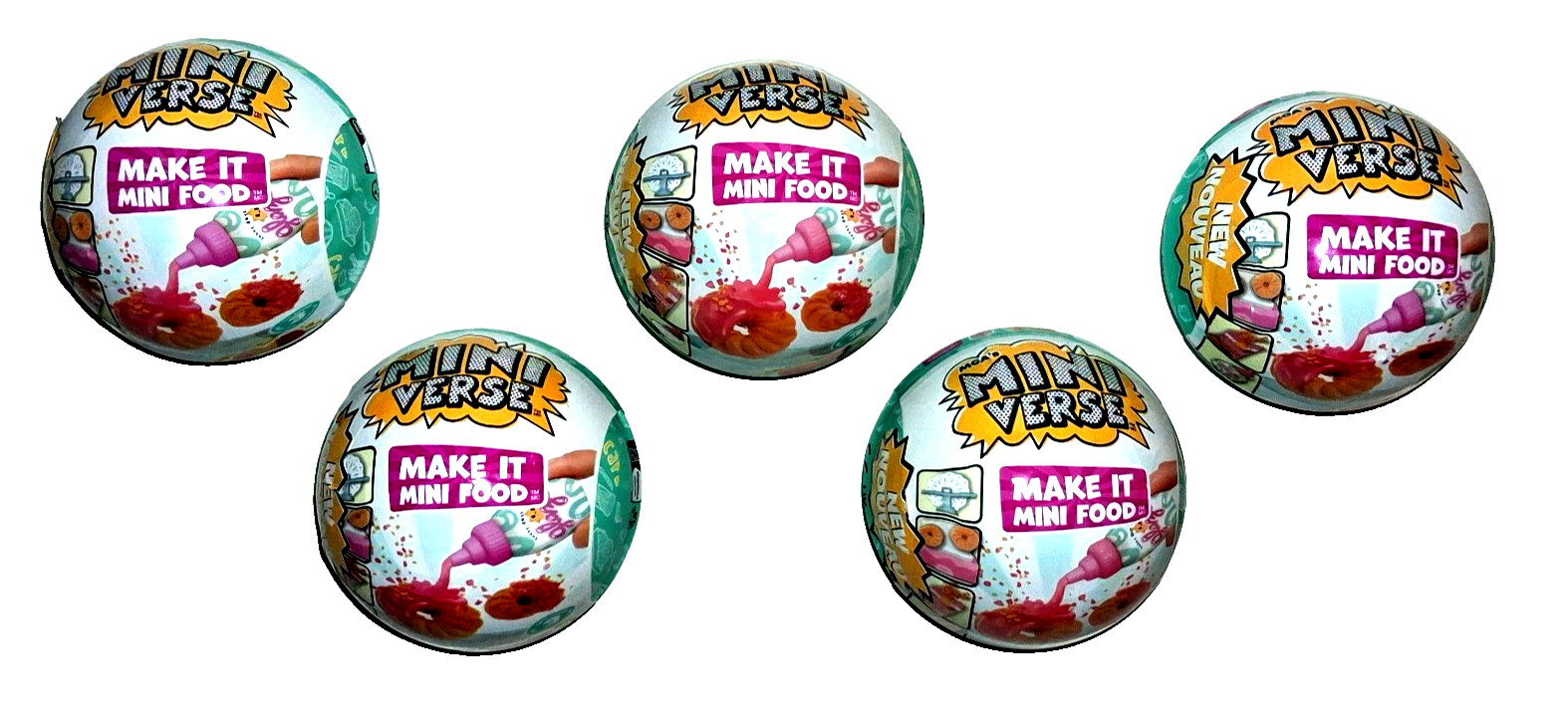 MGA's Mini Verse Make It Mini Food Cafe Series 3 Lot of 5 Balls Set New MGA's Mini Verse Make It Mini Food Cafe Series 3 Lot of 5 Balls Set New