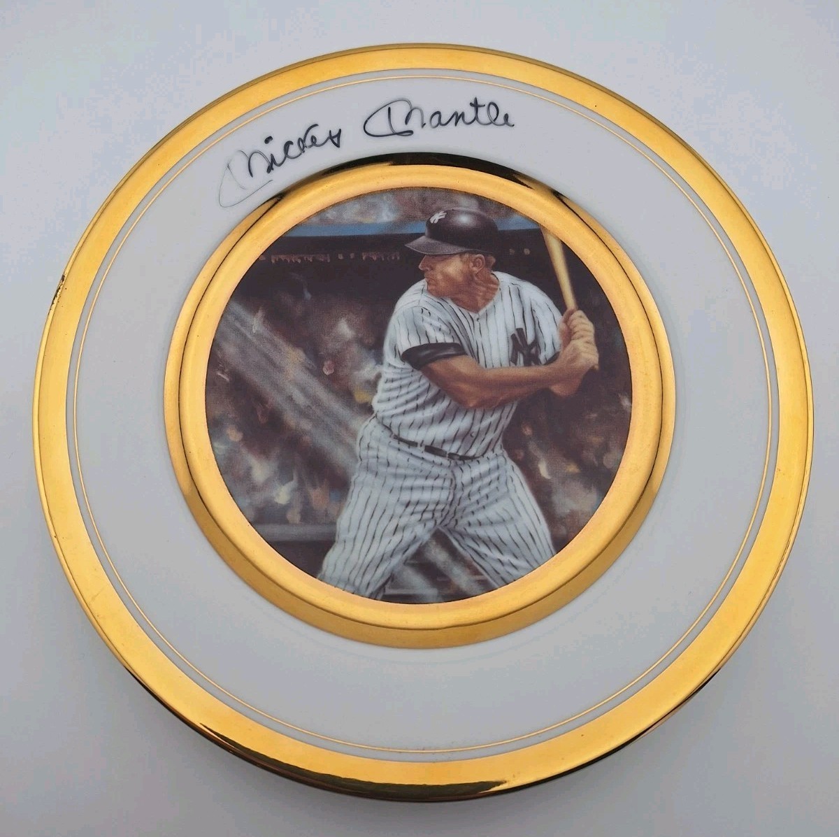 Signed Mickey Mantle Autographed Sports Impressions Plate Auto Signature 1986