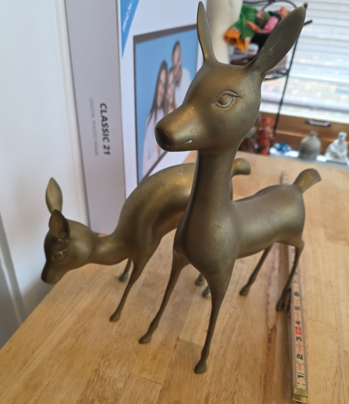 Vintage Pair Large Mid Century Brass Deer Bambi Doe Fawn Standing Sculpture 15 Vintage Pair Large Mid Century Brass Deer Bambi Doe Fawn Standing Sculpture 15