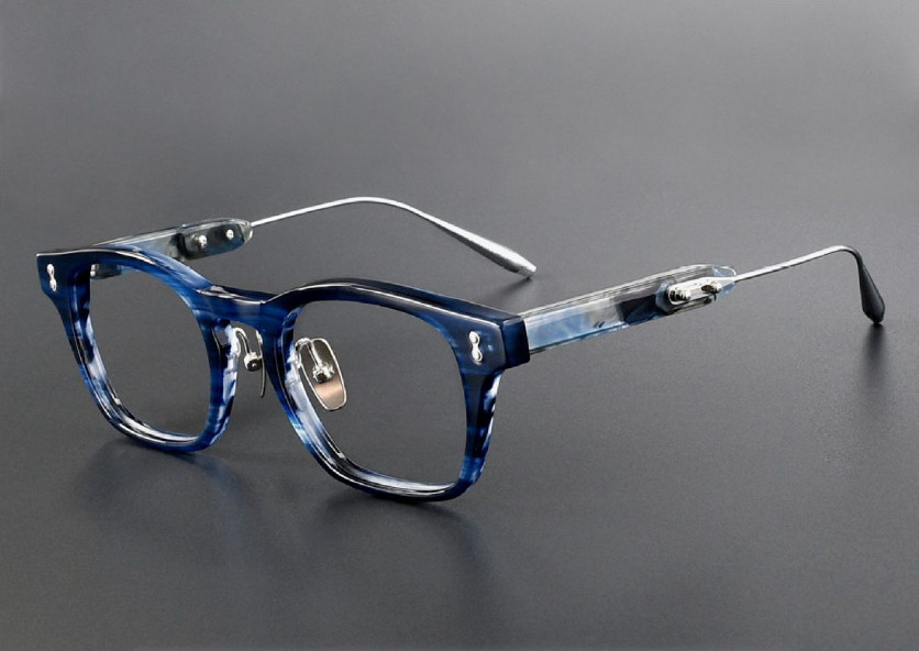 Retro Patchwork Square Acetate Pure Titanium Full Rim Eyeglass Frame Men Women Retro Patchwork Square Acetate Pure Titanium Full Rim Eyeglass Frame Men Women