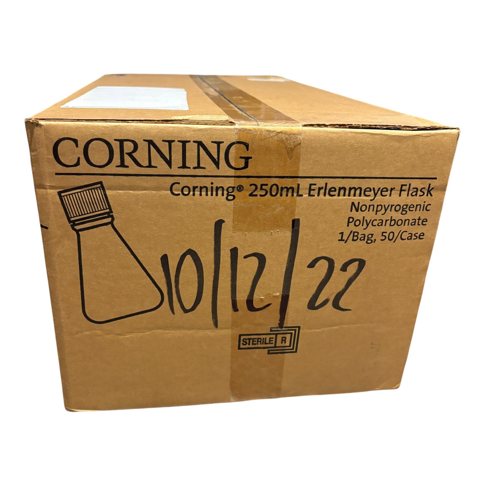 Corning 250mL Erlenmeyer Flask Sterile Polycarbonate 50/Case NEW