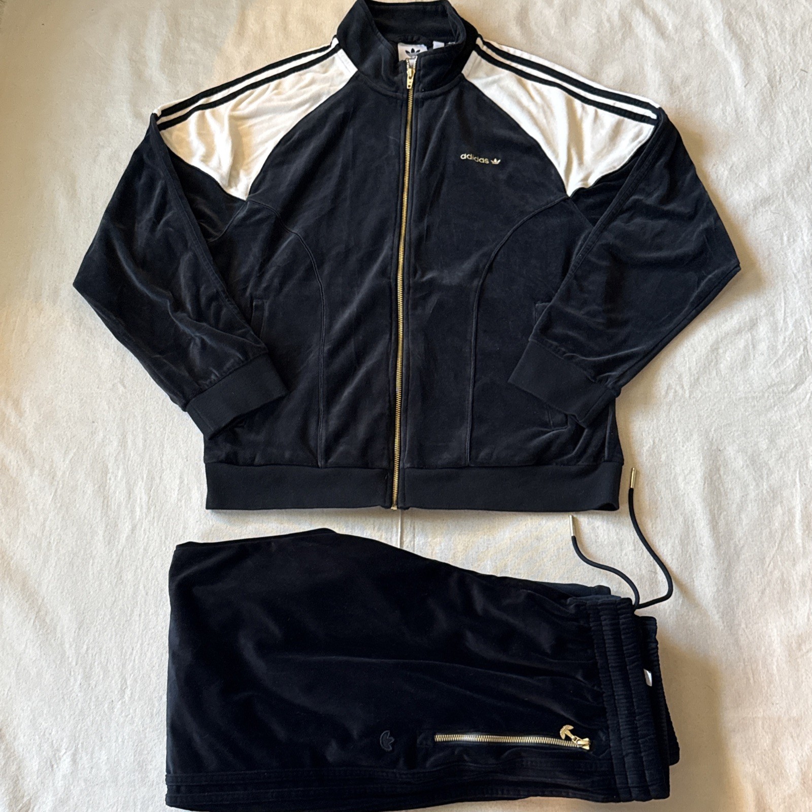 Vintage 2000s Adidas Beckenbauer Black Gold Velour Track Jacket & Sweatpants Set Vintage 2000s Adidas Beckenbauer Black Gold Velour Track Jacket & Sweatpants Set