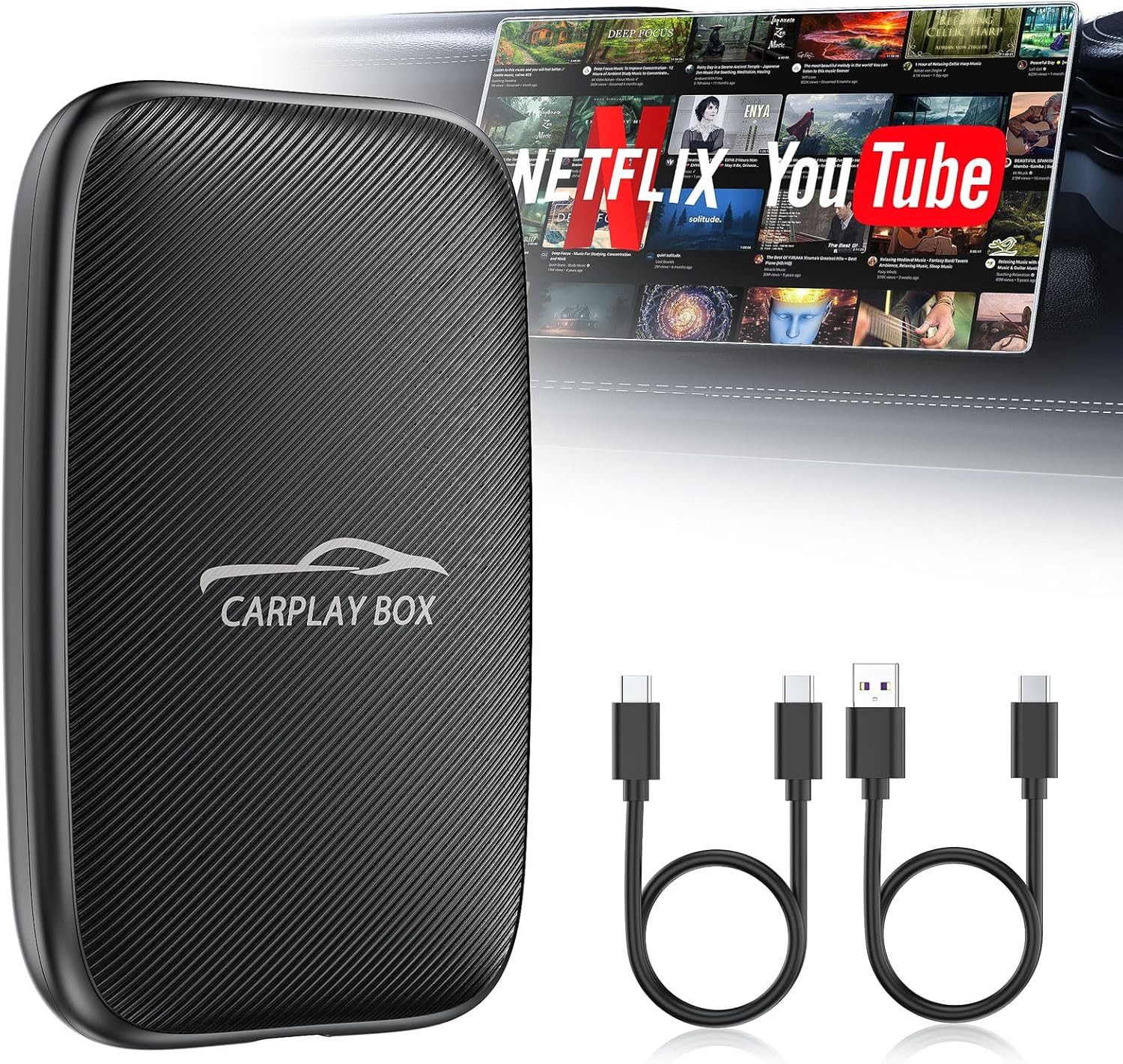 6-In-1 Magic Video Box for Netflix/Youtube, Wireless Carplay Adapter & Android A
