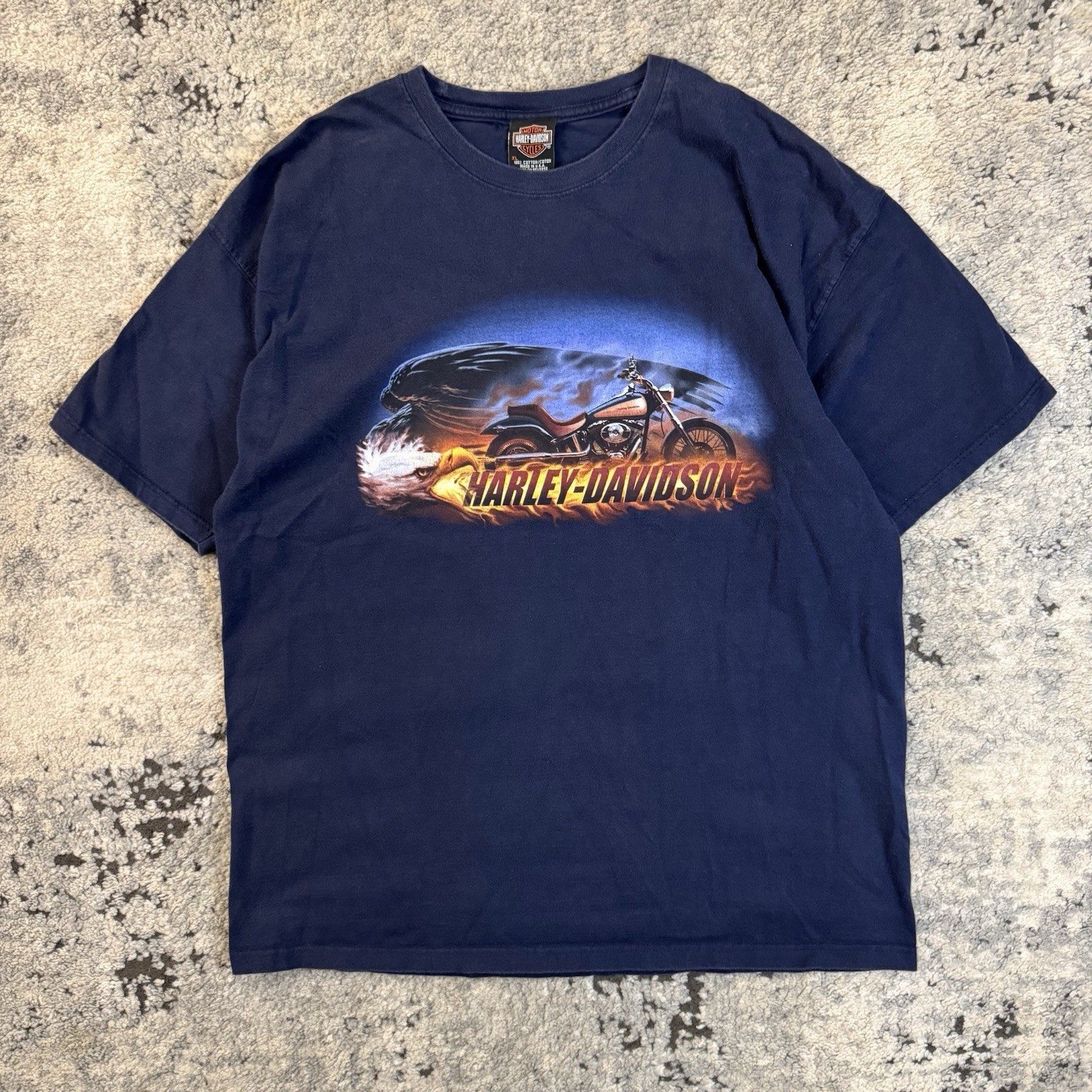 Vintage Harley Davidson Shirt Mens XL Blue Naples Florida Eagle Graphic