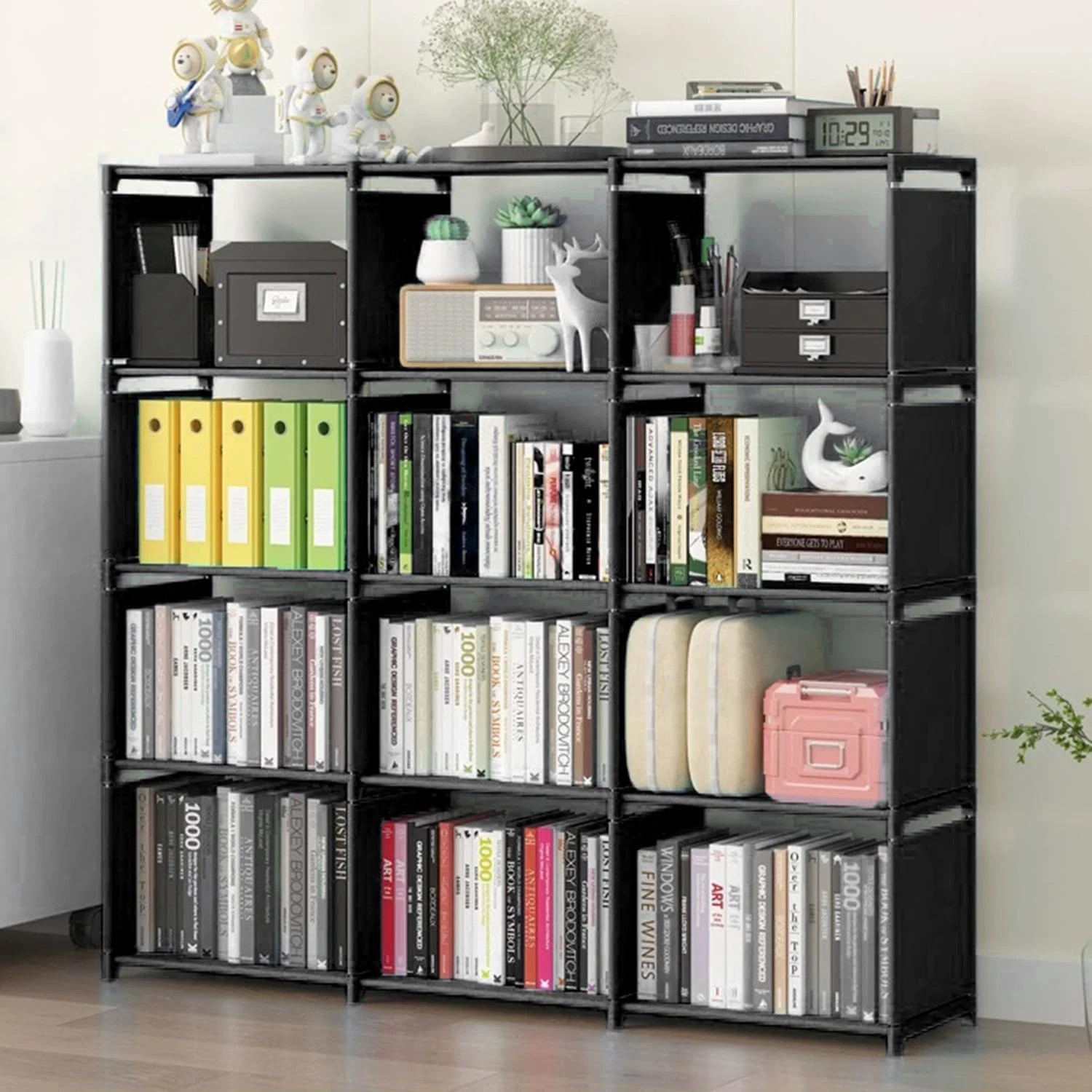 12 Cube Storage Organizer Book Shelves, DIY Open Stackable Bookshelf, Extra Larg 12 Cube Storage Organizer Book Shelves, DIY Open Stackable Bookshelf, Extra Larg