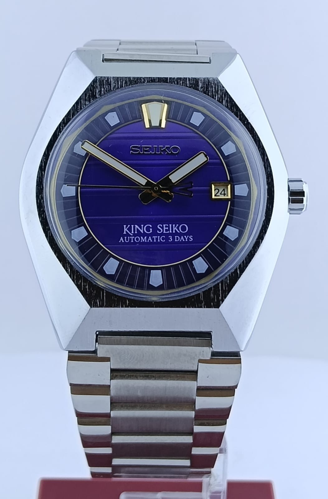 Vintage Men's King Seiko Vanac Dial purple Date Working Condition Wristwatch