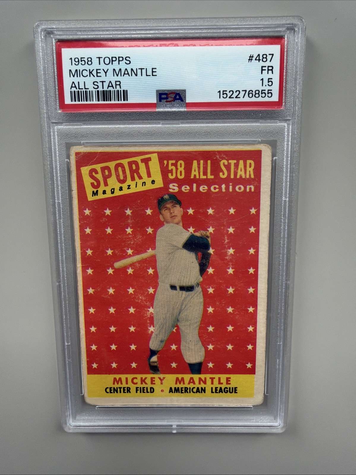 1958 Topps - Sport Magazine \'58 All Star Selection Mickey Mantle #487 1958 Topps - Sport Magazine \'58 All Star Selection Mickey Mantle #487