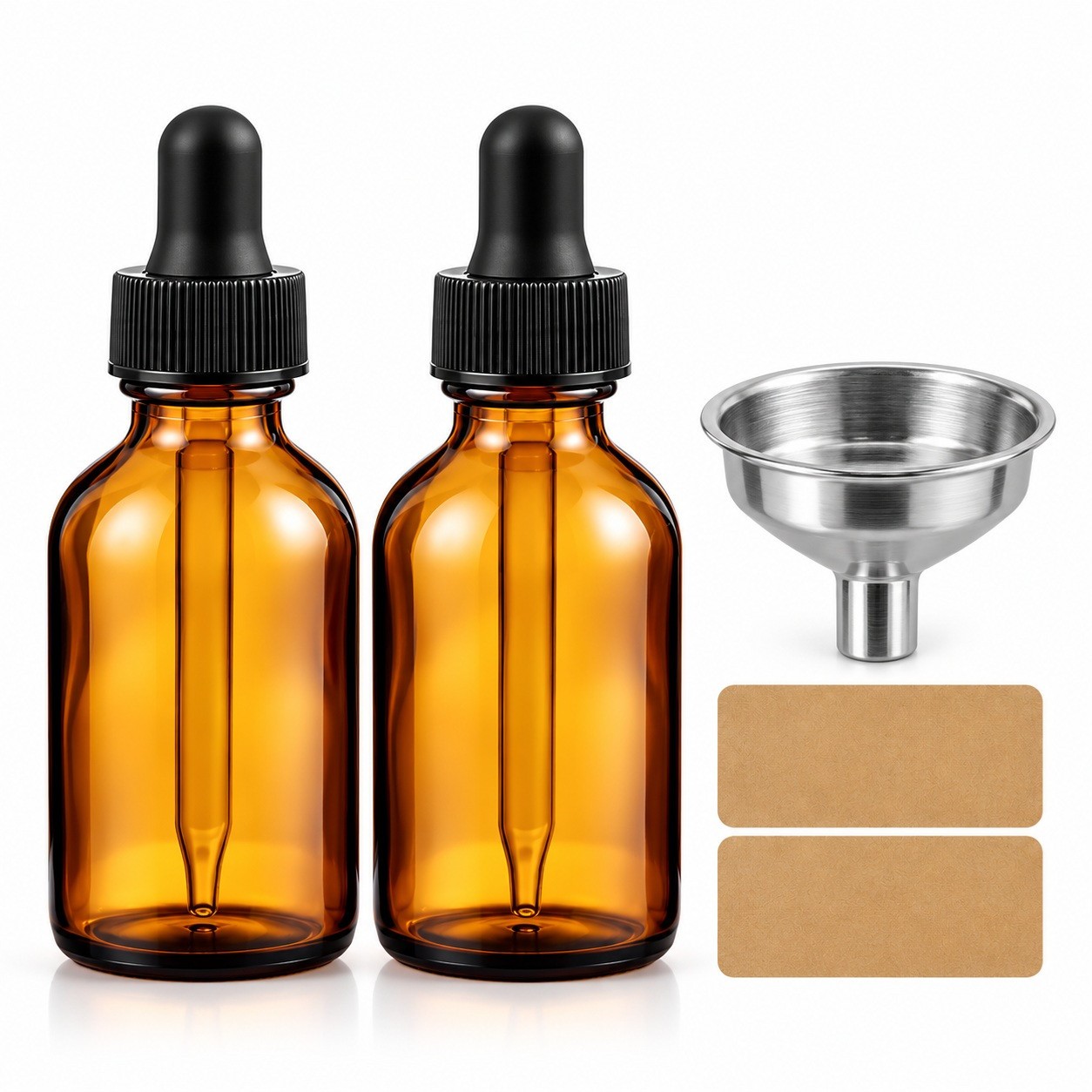 2oz Amber Glass Bottle 60ml with Black Dropper - Choose Your Quanity 2oz Amber Glass Bottle 60ml with Black Dropper - Choose Your Quanity