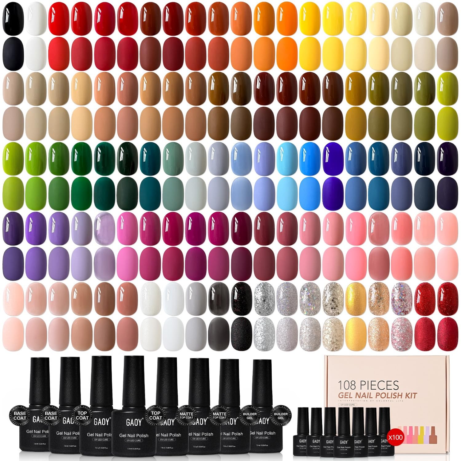 GAOY 108 Pcs Gel Nail Polish Set, 100 Colors Manicure Kit GAOY 108 Pcs Gel Nail Polish Set, 100 Colors Manicure Kit
