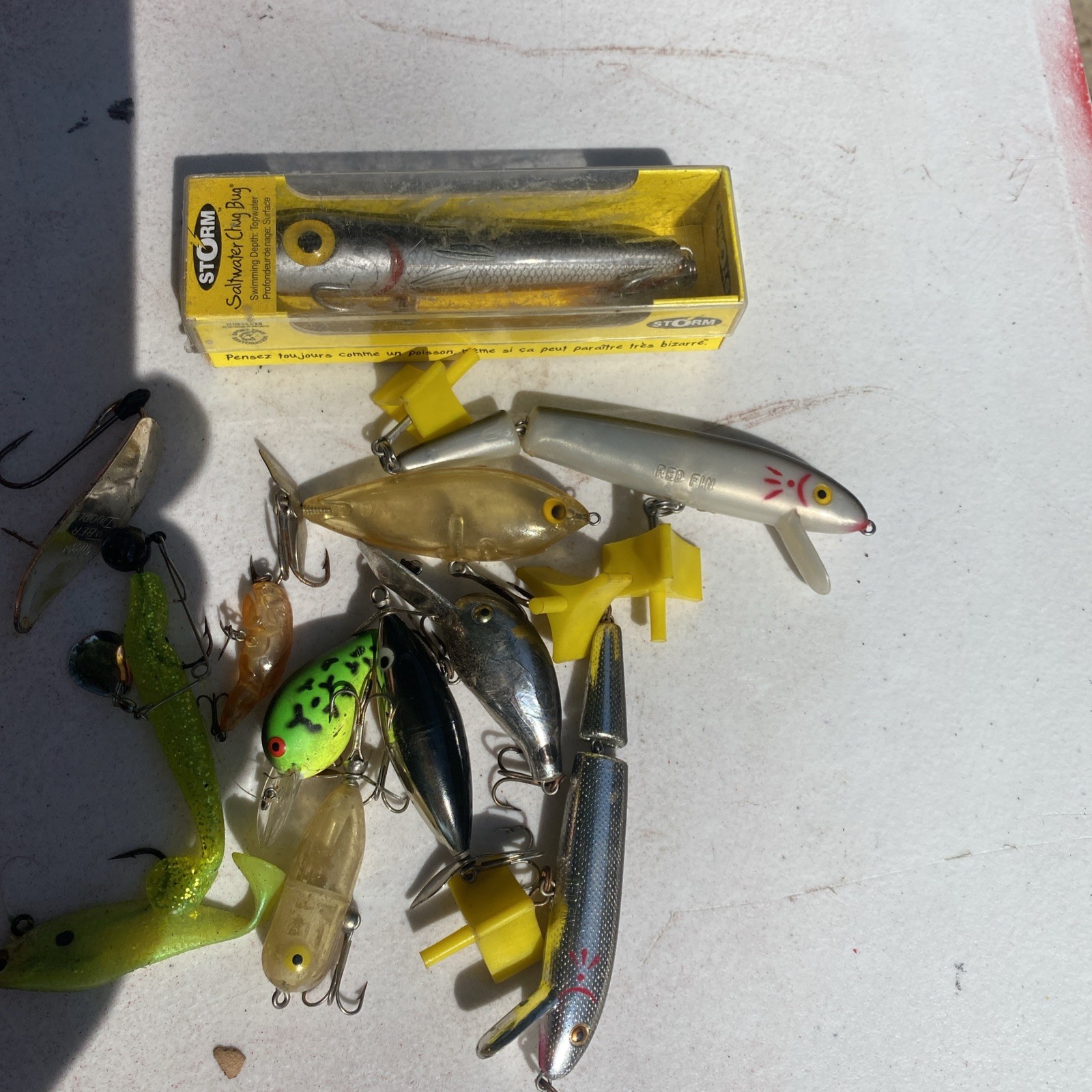 12 Fishing Lures various sizes see all pictures some excellent some not.From box 12 Fishing Lures various sizes see all pictures some excellent some not.From box