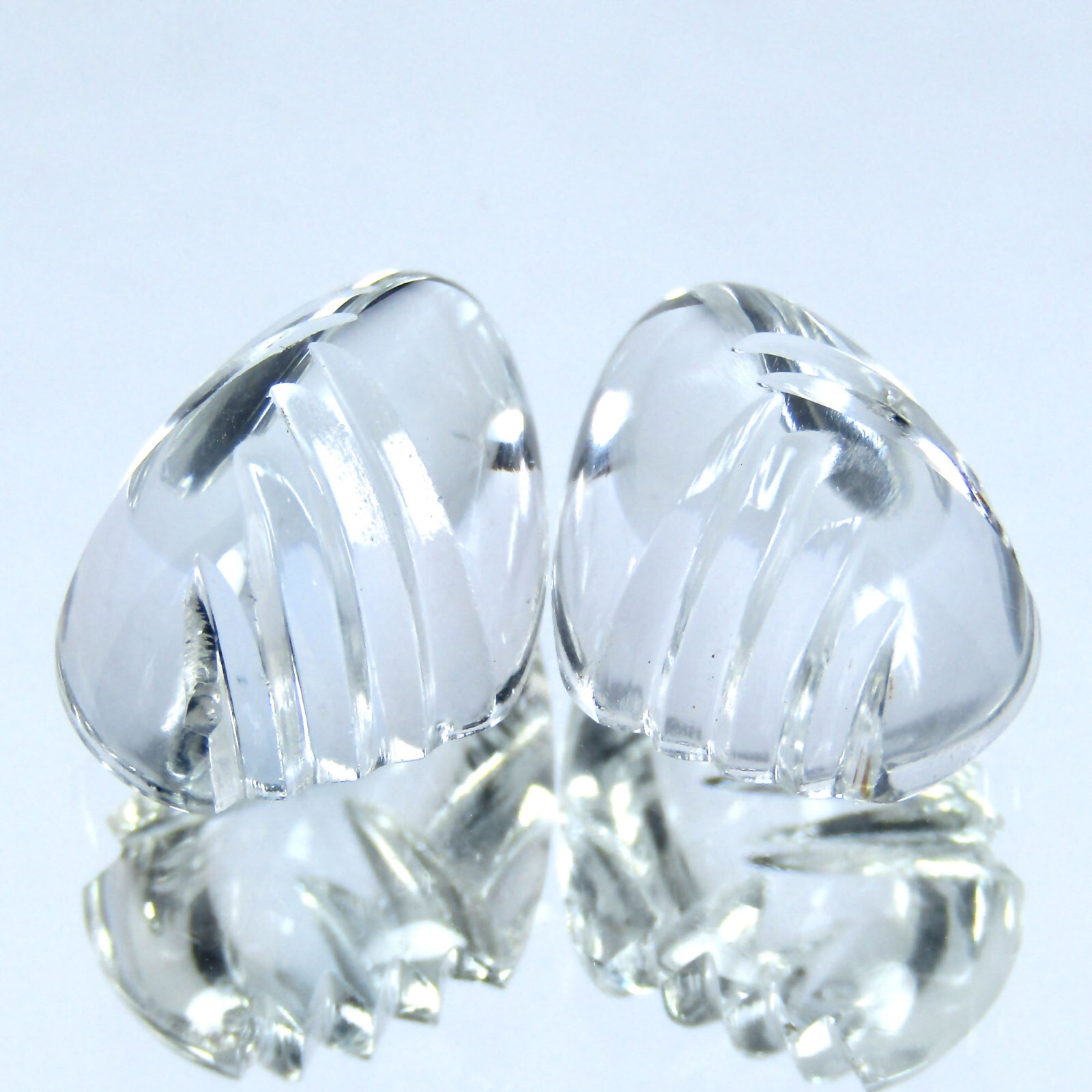 21.50Cts EXQUISITE CARVING PAIR UNHEATED NATURAL WHITE TOPAZ LOOSE GEMSTONE