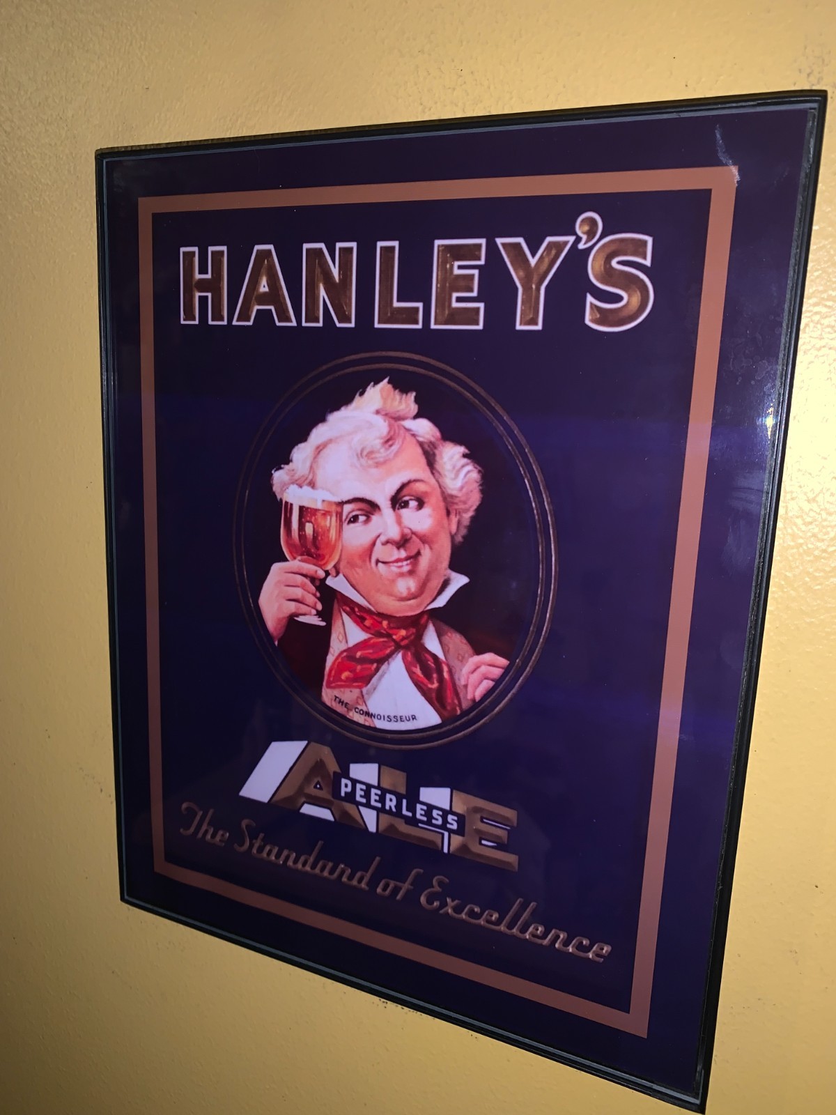 Hanley's Ale Beer Bar Man Cave Framed Advertising Sign Hanley's Ale Beer Bar Man Cave Framed Advertising Sign