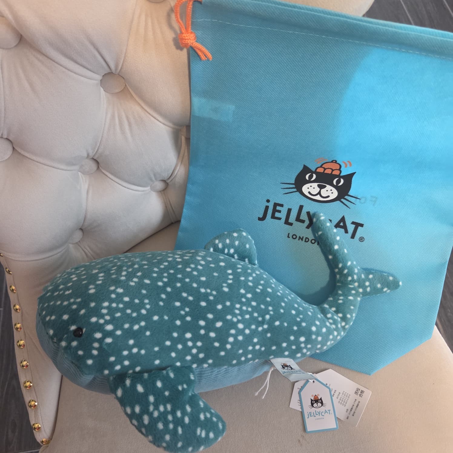 Jellycat Gobfrey Whale Shark Stuffed Animal Plush Toy Soft Cuddly Gift Large 15.