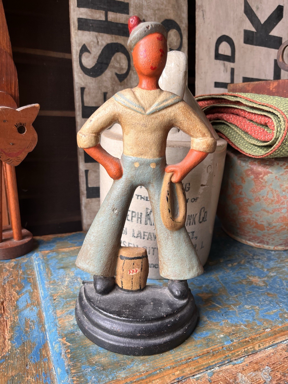 Antique Littco Cast Iron Naval Navy Sailor Doorstop Door Stop Antique Littco Cast Iron Naval Navy Sailor Doorstop Door Stop