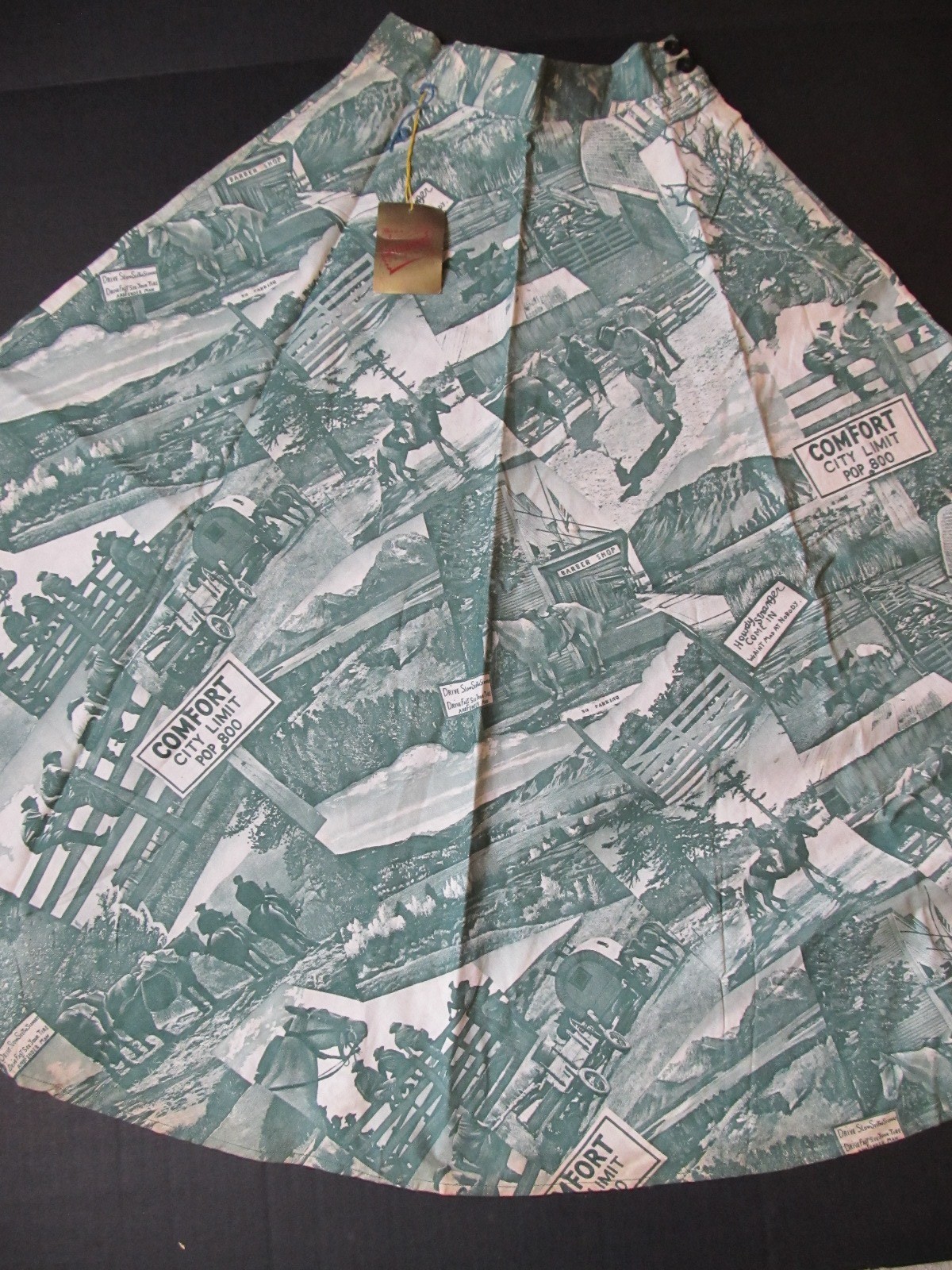 Vintage 40s 50s Photoprint Skirt Cowboys Western deadstock