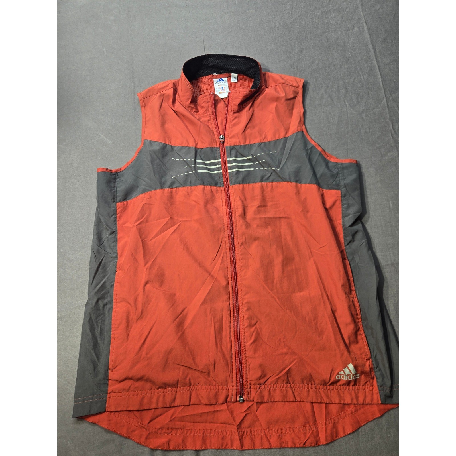 Vtg Adidas Mens Orange Grey ClimaShell Full Zip Running Windbreaker Vest Size L Vtg Adidas Mens Orange Grey ClimaShell Full Zip Running Windbreaker Vest Size L