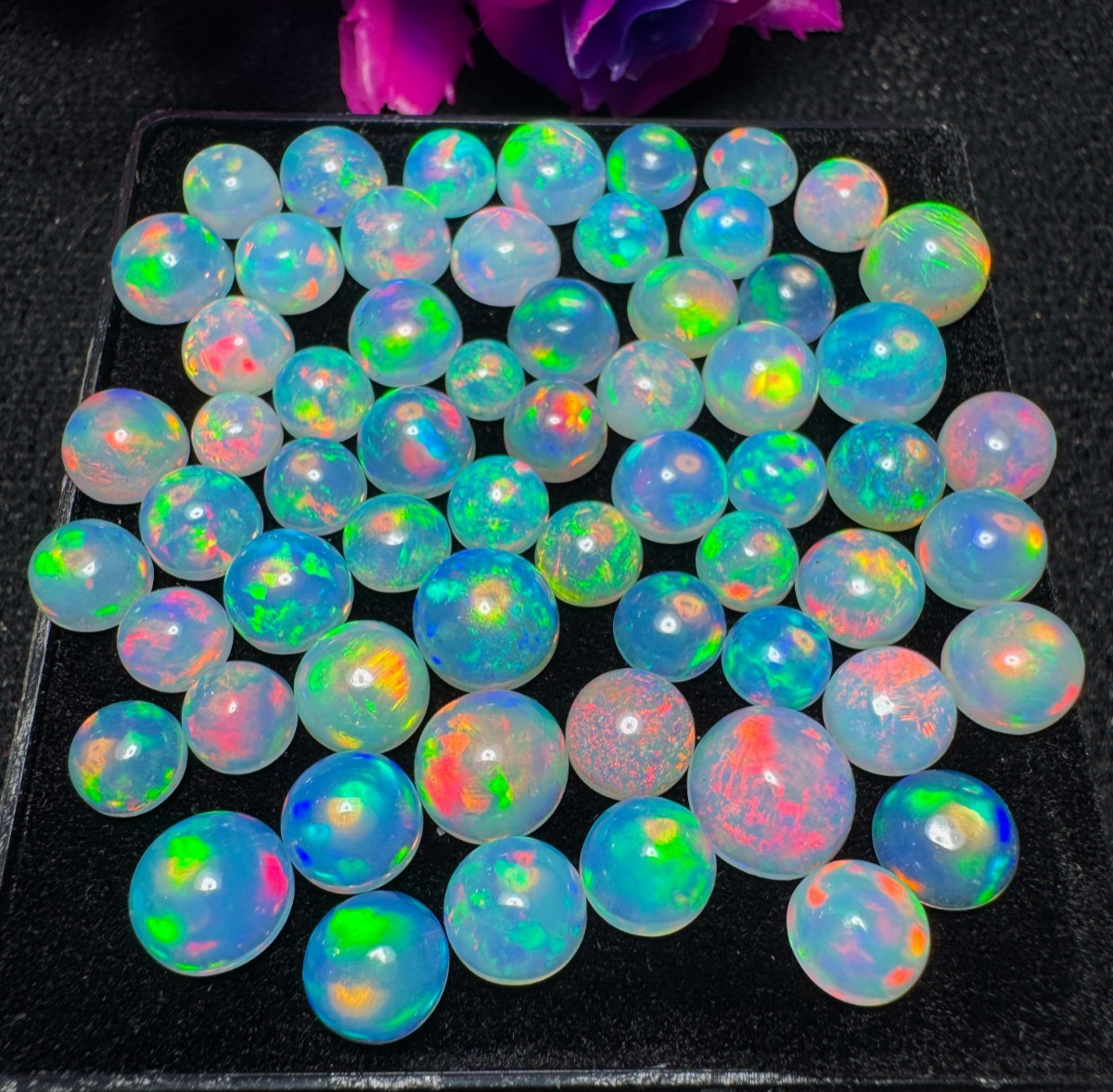 Natural Ethiopian Opal Round Cabochon Lot 3 MM to 8 MM Fire Opal Welo Opal Loose Natural Ethiopian Opal Round Cabochon Lot 3 MM to 8 MM Fire Opal Welo Opal Loose