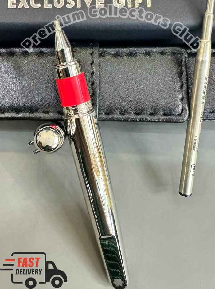 MONTBLANC M by Marc Newson Silver Red Rollerball Pen Limited Edition w/ Pouch