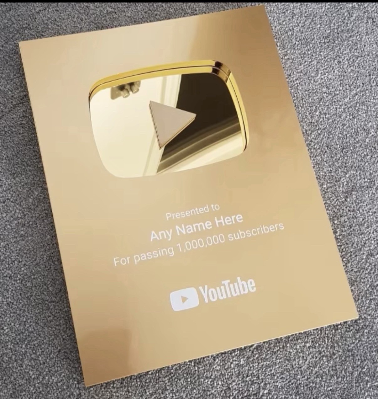 Personalized YouTube Play Button Award Aluminum Plaque Creator Gold & Sliver Personalized YouTube Play Button Award Aluminum Plaque Creator Gold & Sliver