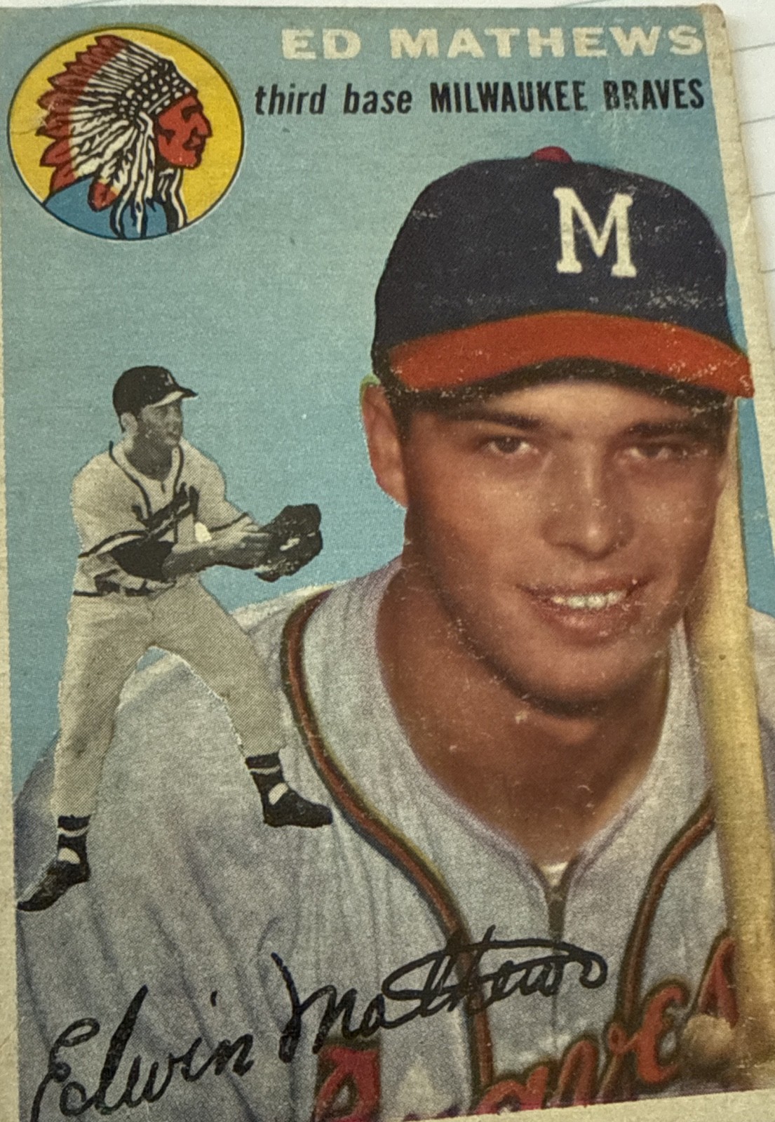 1954 Topps - Eddie Mathews #30 White Back 1954 Topps - Eddie Mathews #30 White Back