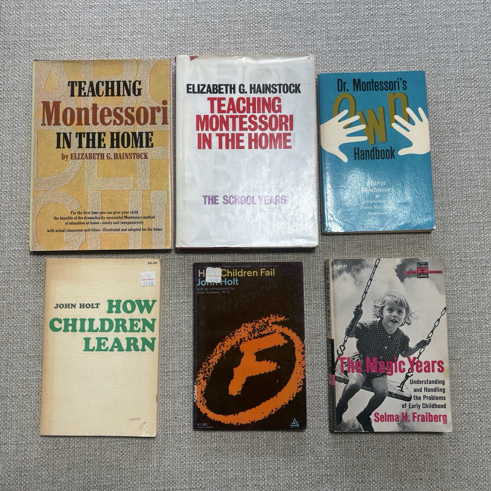 Lot 6 Vintage Homeschooling Early Childhood Education Books Montessori John Holt