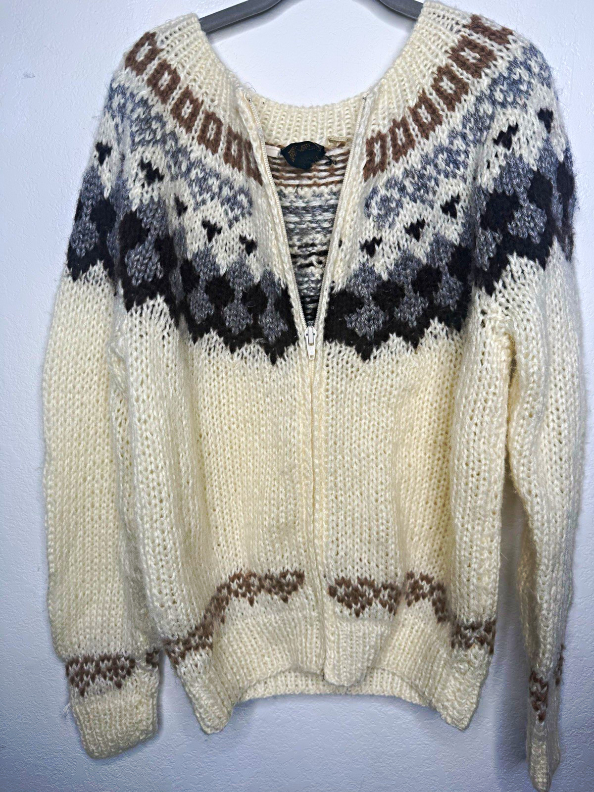 Vintage 80s Hudson Bay Royalty Nordic Fair Isle Knit Zipper Sweater XL Vintage 80s Hudson Bay Royalty Nordic Fair Isle Knit Zipper Sweater XL