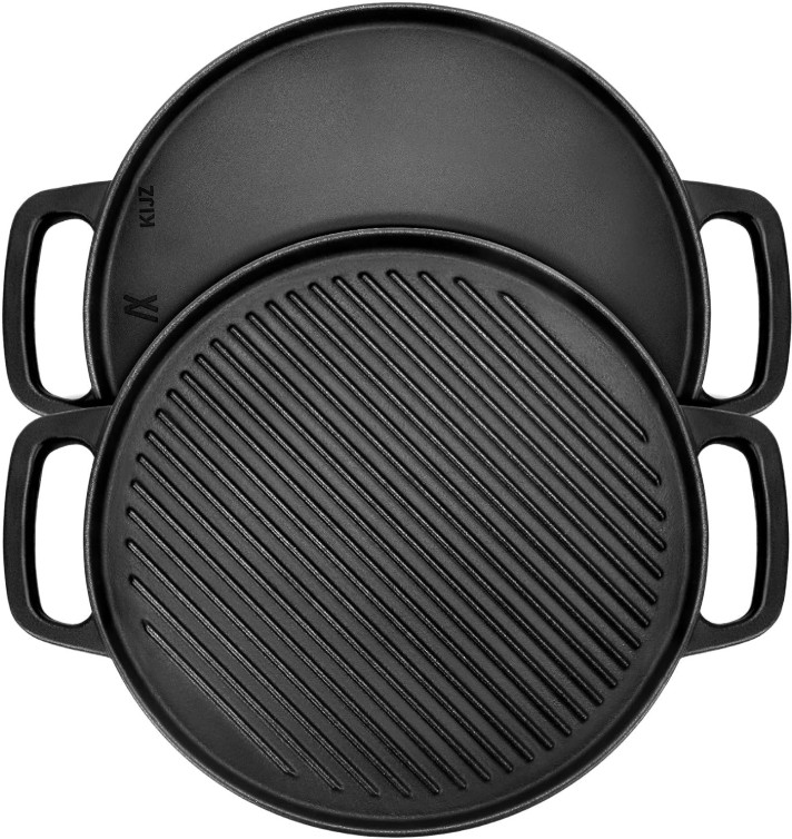 Plancha Reversible Hierro Fundido 12\'\' para Cocina Parrilla Gas y Camping