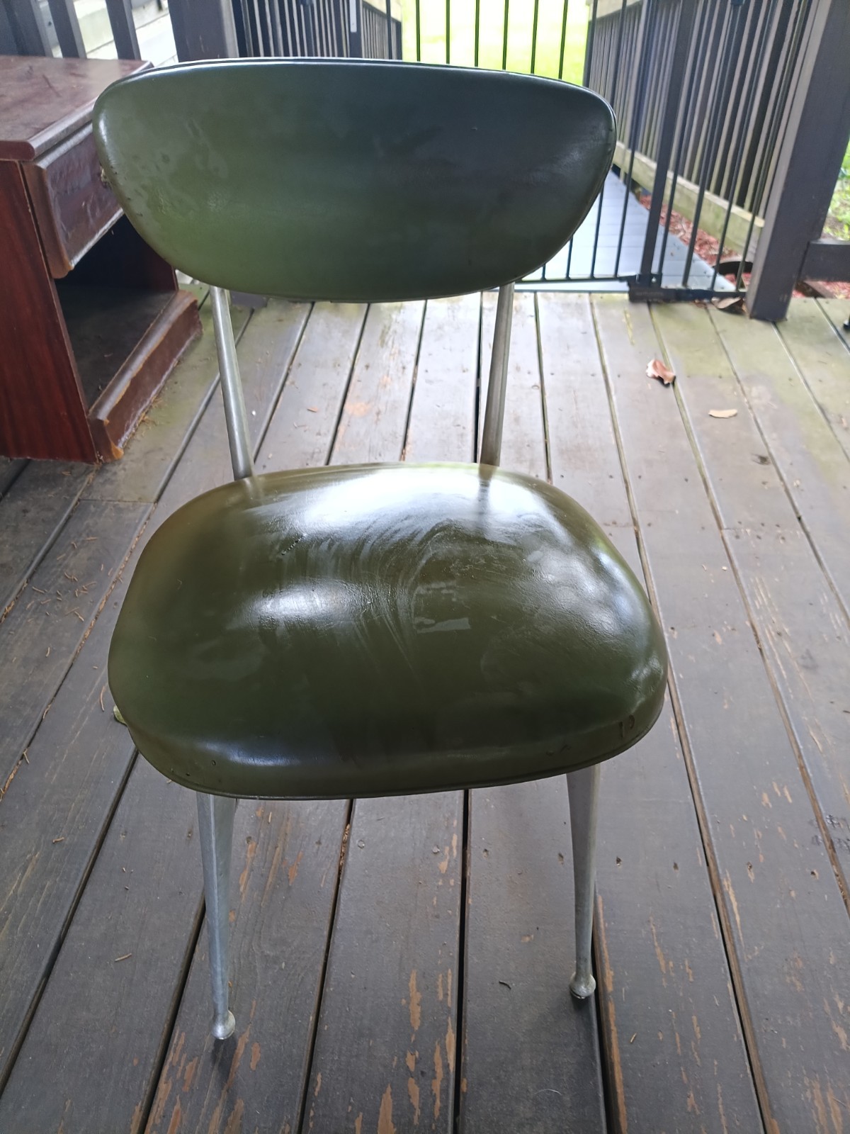 Rare Shelby Williams 8000 Series Chair - Gazelle - Original Green Vinyl 1950s