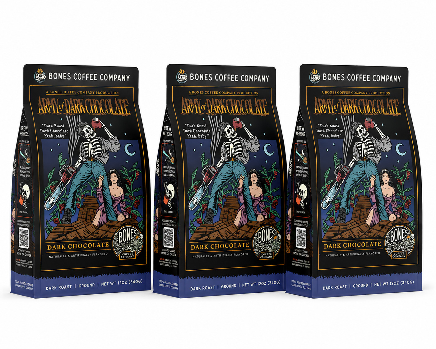 Bones Coffee Company Army of Dark Chocolate Ground Coffee 12 oz Bags Pack of 3 D Bones Coffee Company Army of Dark Chocolate Ground Coffee 12 oz Bags Pack of 3 D