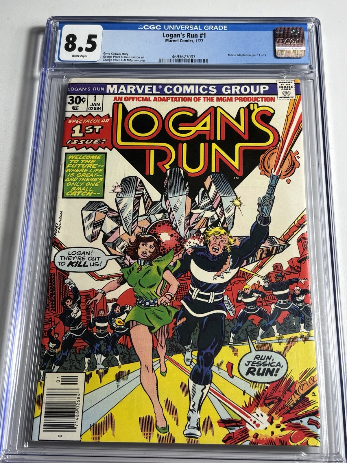 Logan\'s Run #1 CGC 8.5 1977. White Pages.