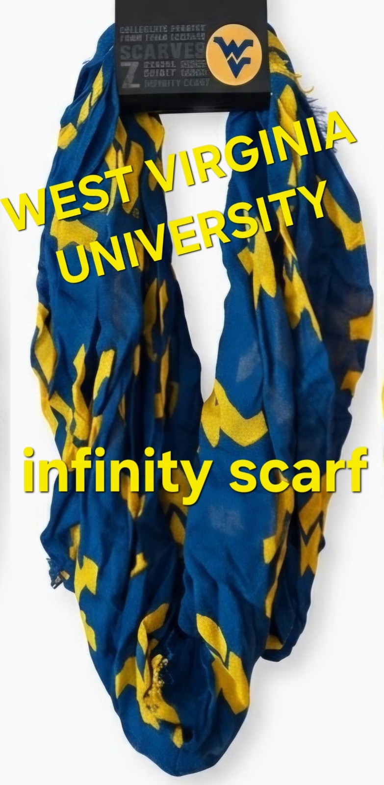 West Virginia Mountaineers Infinity Scarf WVU One Size 🔥 🔥 Light West Virginia Mountaineers Infinity Scarf WVU One Size 🔥 🔥 Light