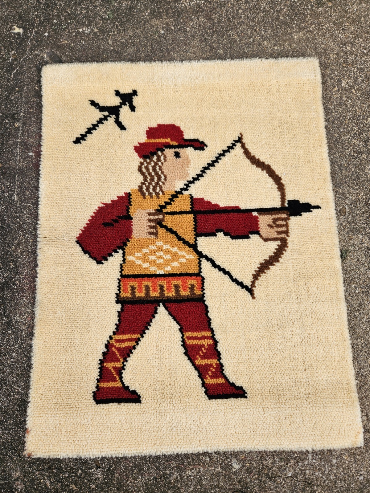 Vintage Schaeffler Chronos #80509 Sagittarius Wool Rug Wall Hanging W Germany Vintage Schaeffler Chronos #80509 Sagittarius Wool Rug Wall Hanging W Germany