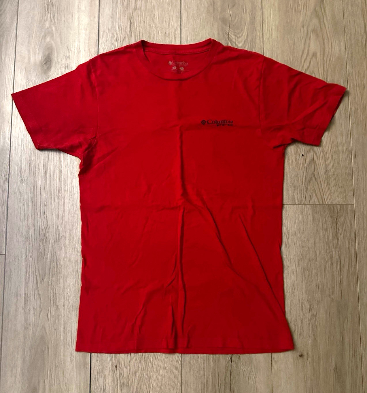Columbia PFG Men\'s Red Graphic Print Logo Cotton Knit Crewneck T-Shirt Size S