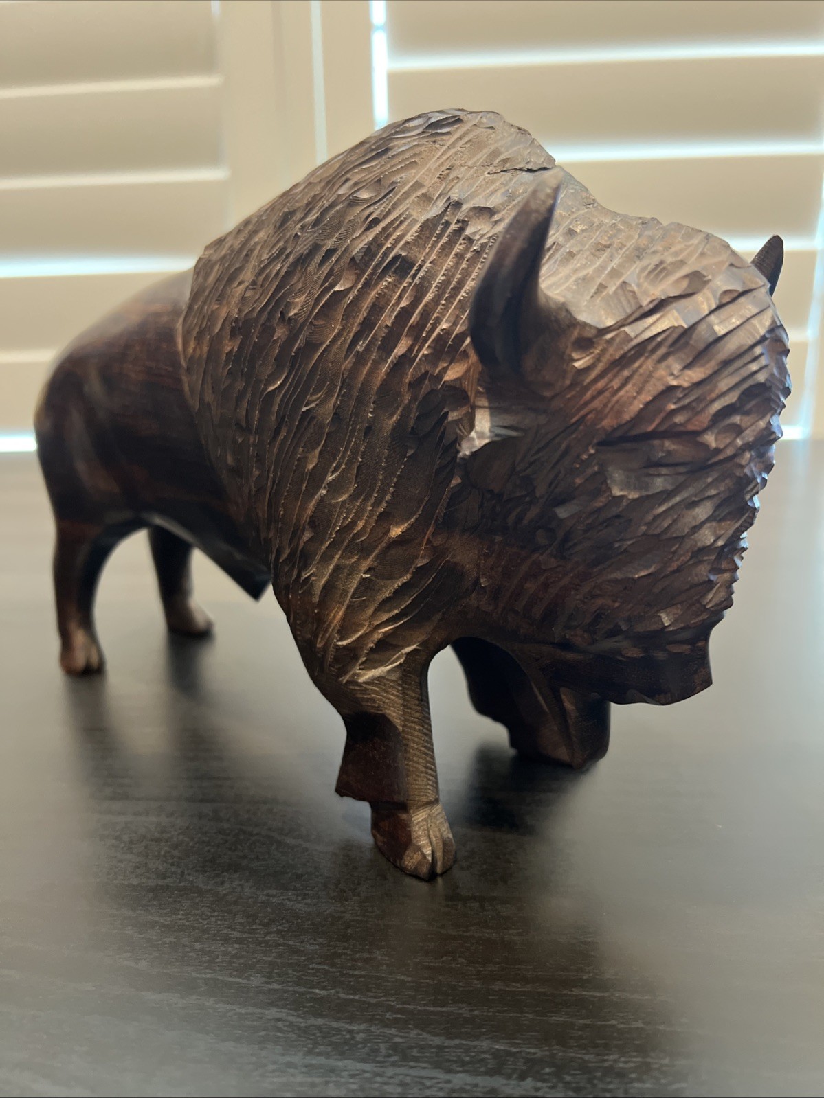 Fine Art Vintage Desert Ironwood Bison Buffalo Large Statue 10
