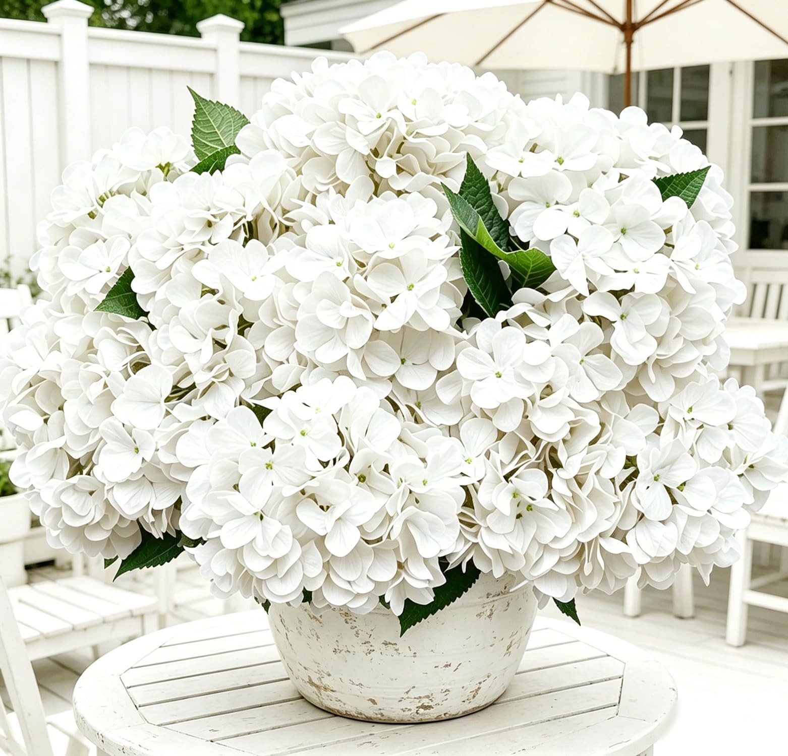 Hydrangea Artificial Flowers Outdoor, 6 PCS 19\'\' Realistic UV Resistant Faux ...