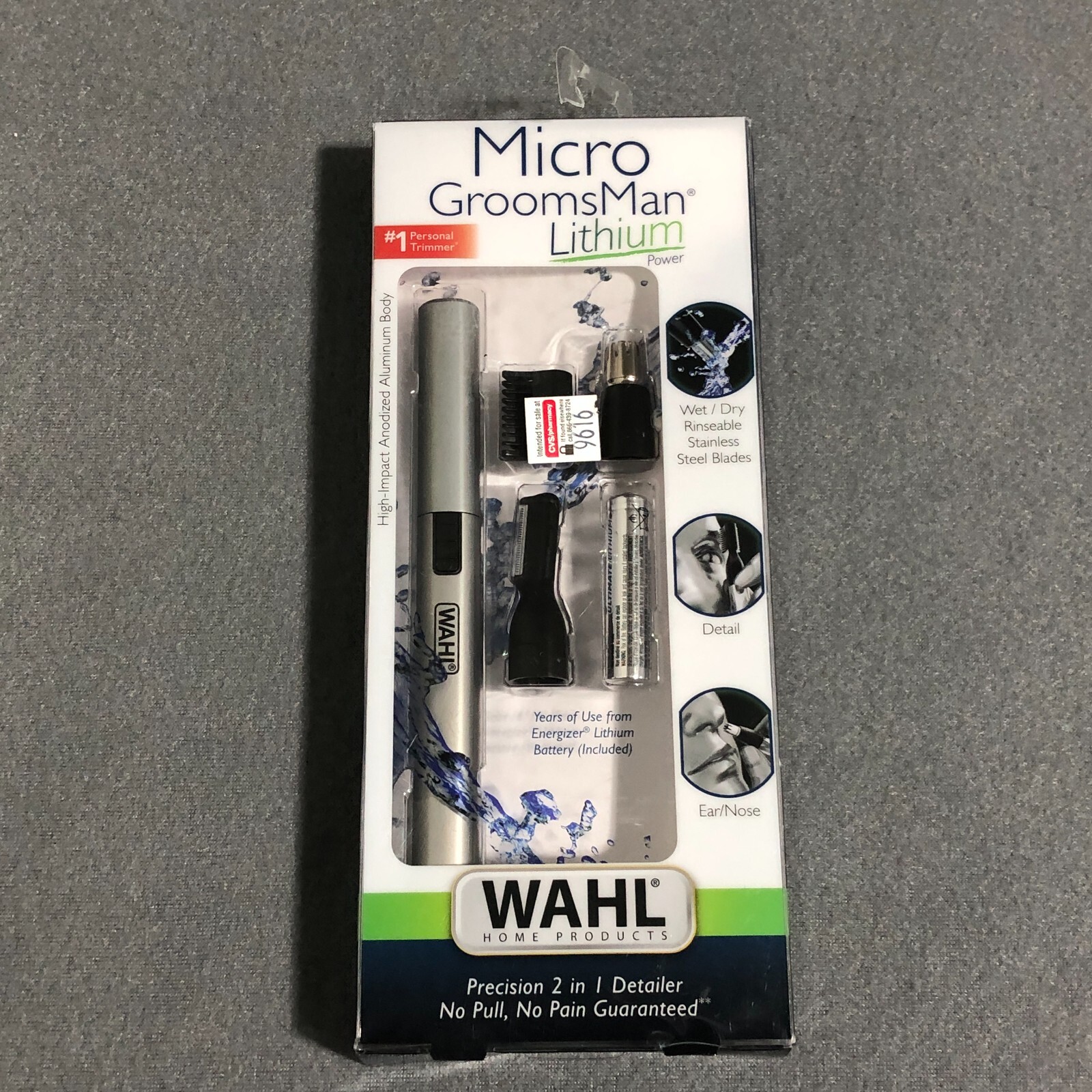 Micro GroomsMan Wahl 5640-1001N Lithium 2 in 1 Trimmer Kit  - Silver