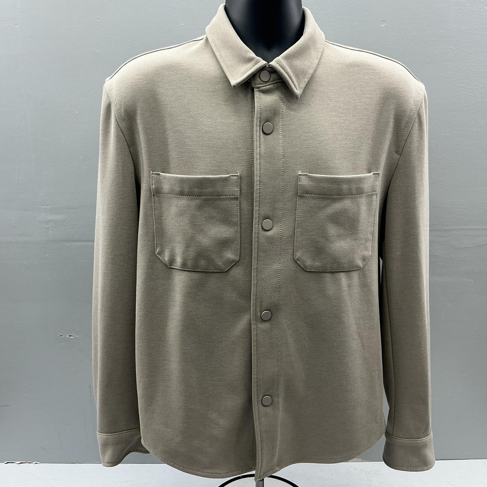 Zara Shirt Jacket Mens Medium Beige Knit Snap Front Unlined Chest Pockets
