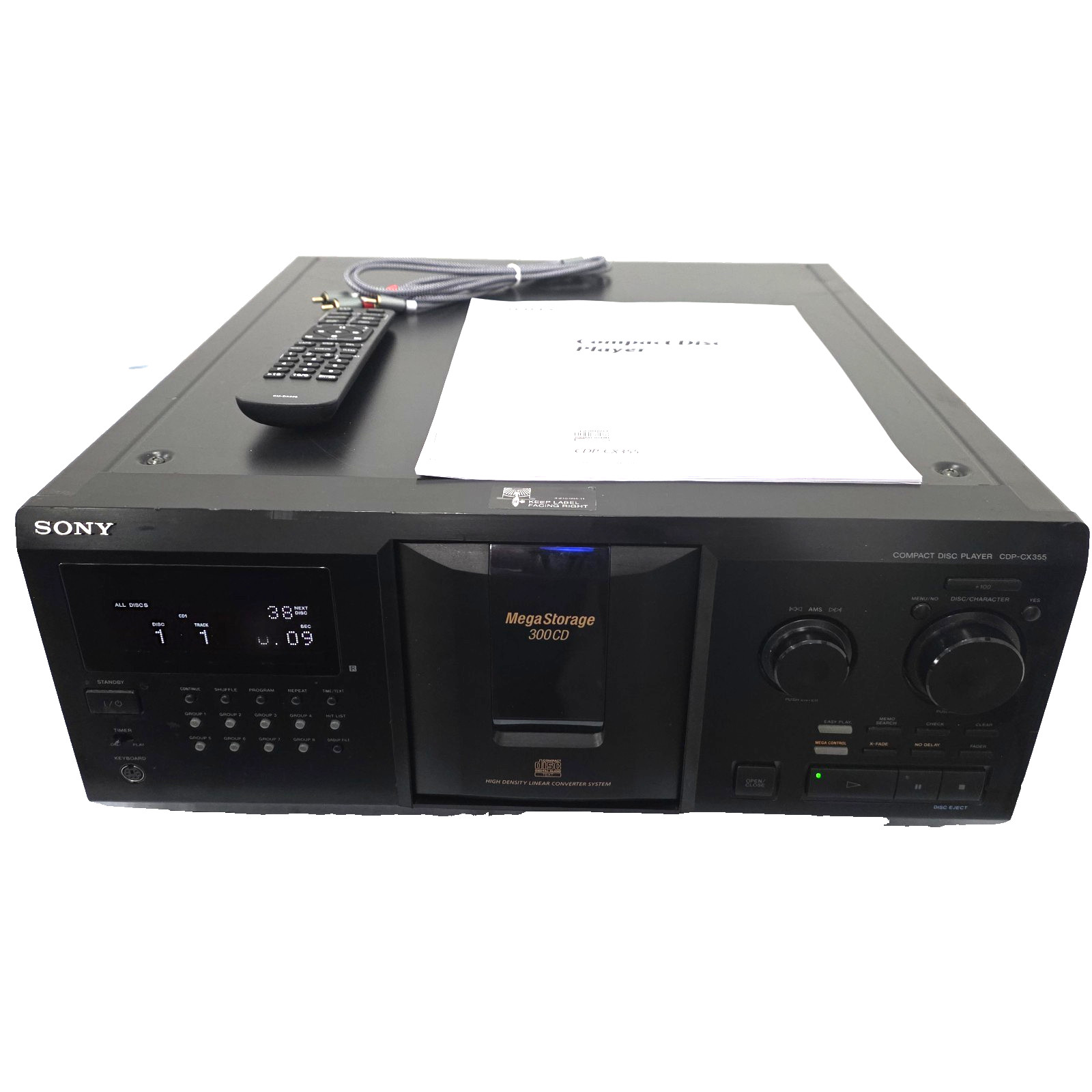 Sony CDP-CX355 CD Changer 300-Disc Black Refurbished w/Remote One Year Warranty