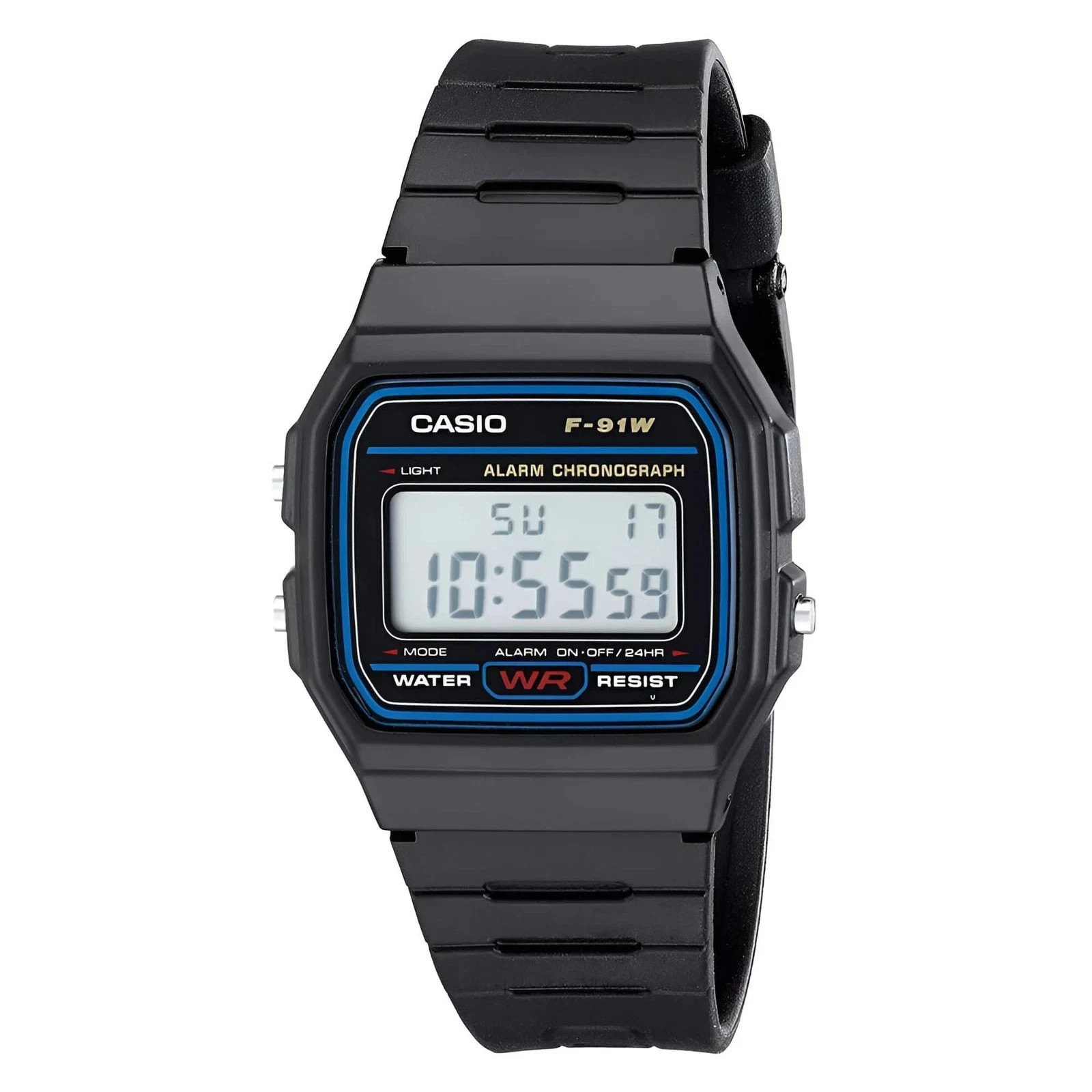 Casio Men\'s Watch Classic Alarm Chrono Digital Dial Black Resin Strap F91W-1